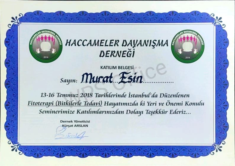 Bitkilerle Tedavi Belgesi